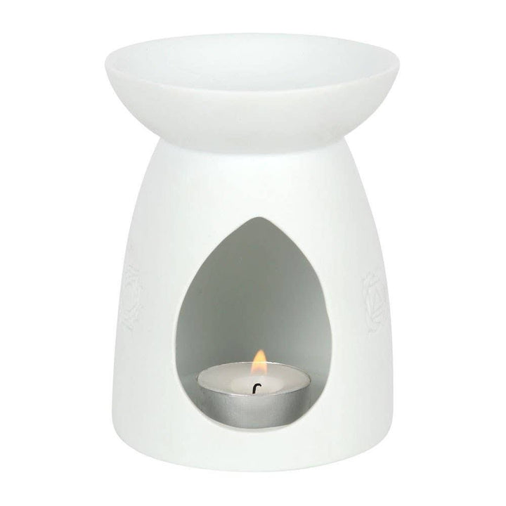 White Ceramic Seven Chakra Tealight Wax Warmer