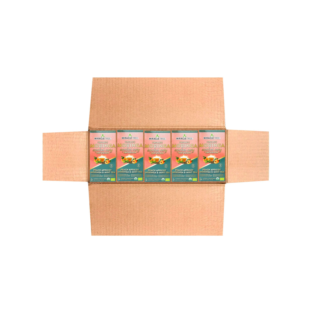 Organic Moringa Energy Tea - Peach Mint Apricot - Natural Coffee Alternative