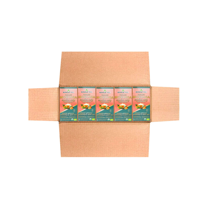 Organic Moringa Energy Tea - Peach Mint Apricot - Natural Coffee Alternative