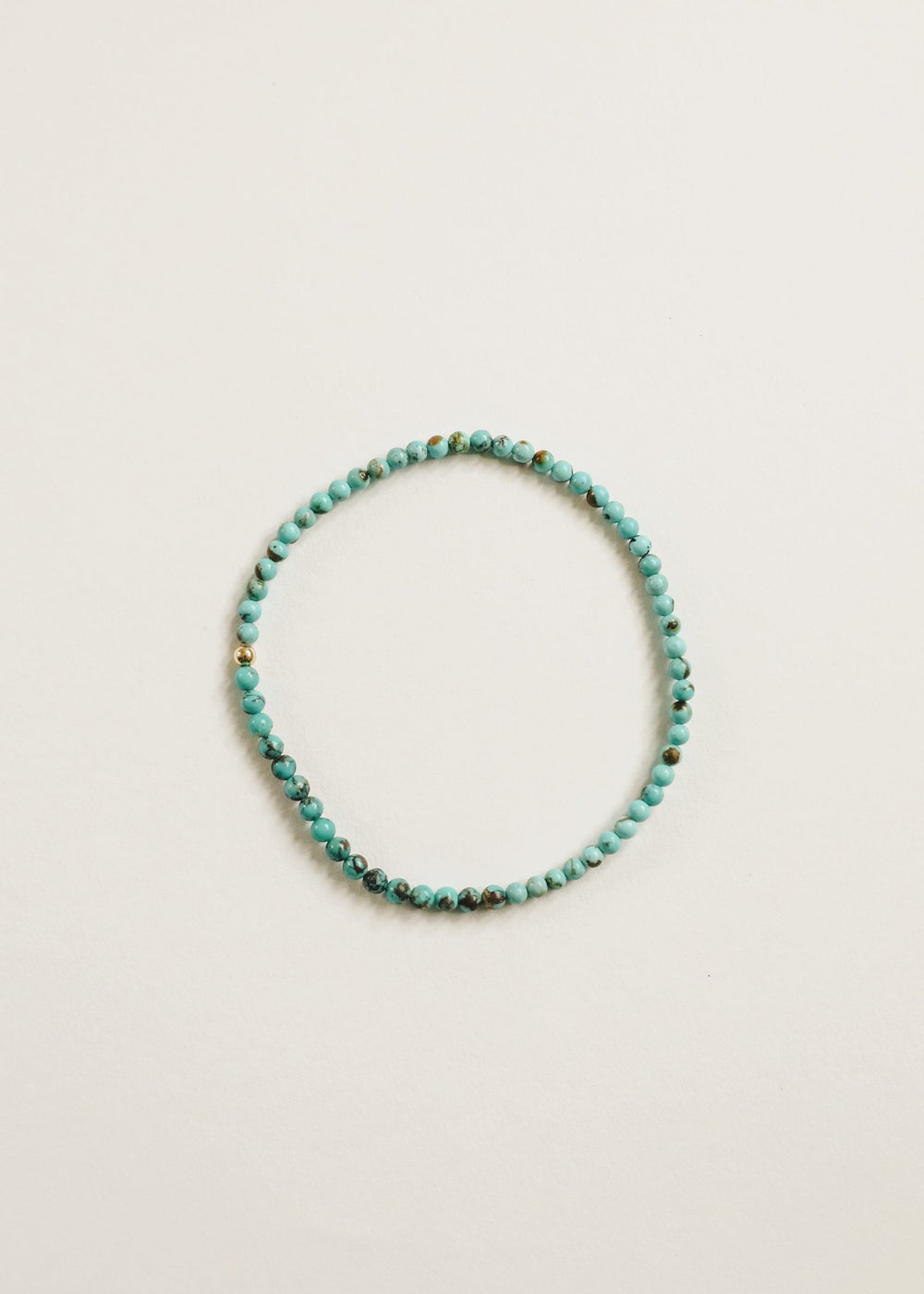 Natural turquoise beaded adult anklet with gold-tone clasp