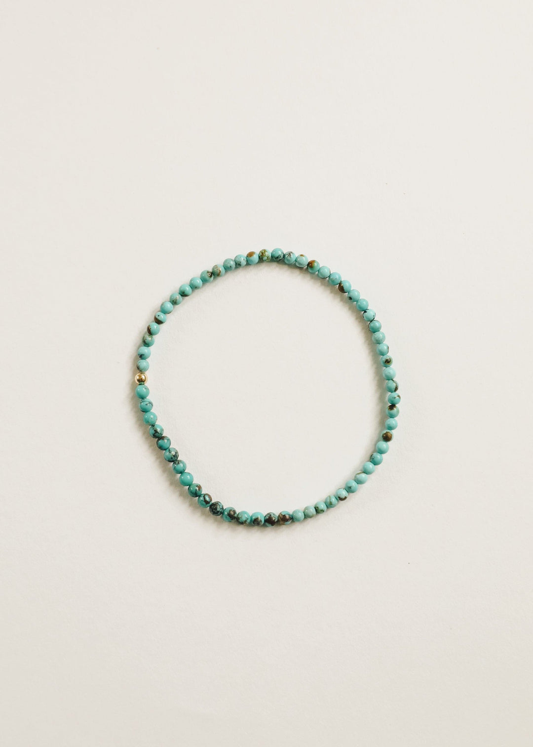 Natural turquoise beaded adult anklet with gold-tone clasp