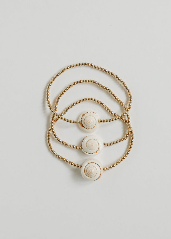 Dainty 14K Gold Filled + Sea Shell || Stretch Anklet or Bracelet