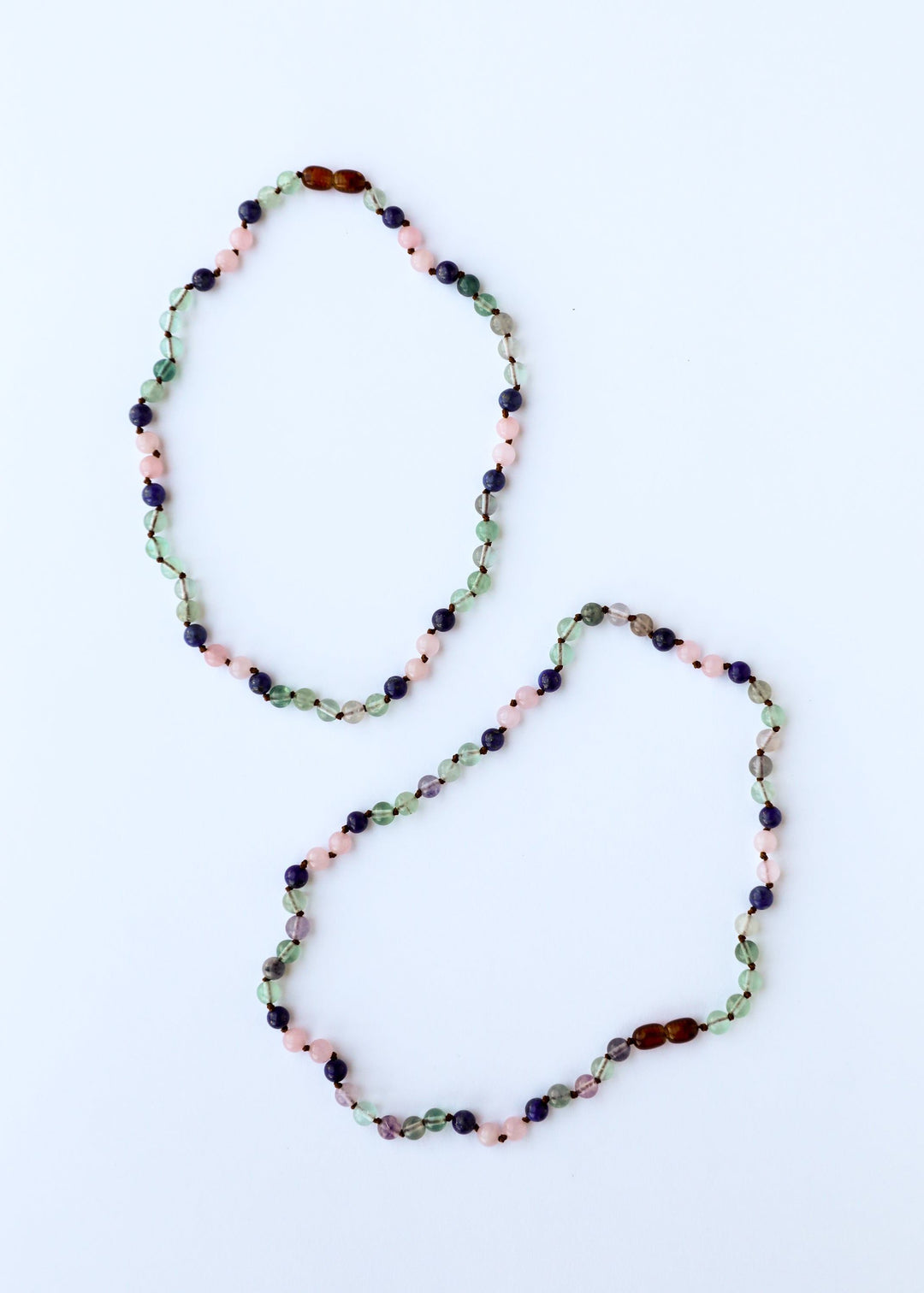Multicolor gemstone bead necklace with matching second necklace, oval bead strands
