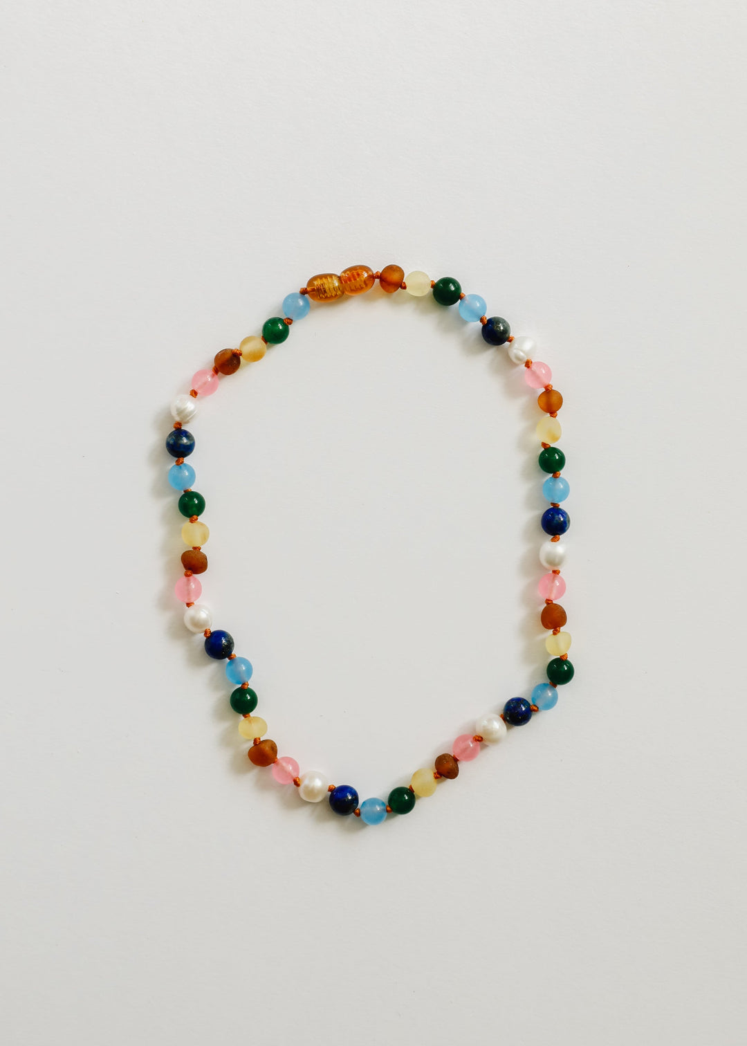 Raw Baltic Amber and Pearl Necklace + Sweet Pink Gemstones