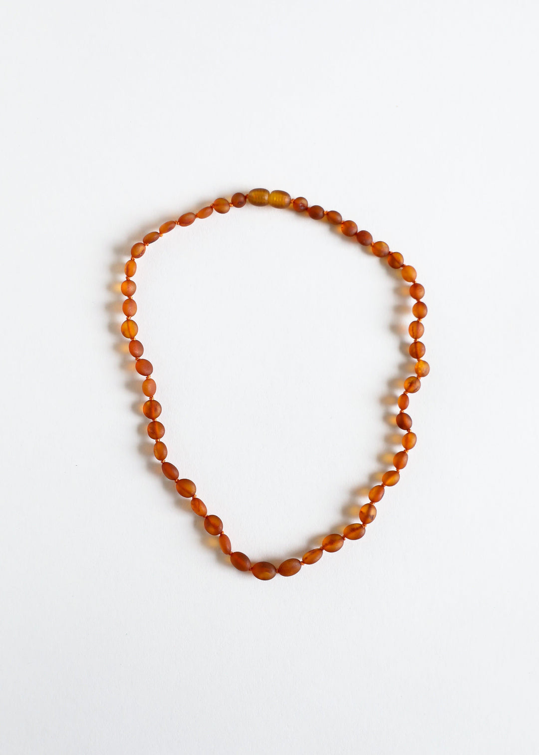 Cognac amber bead necklace with faceted oval beads, classic beaded strand