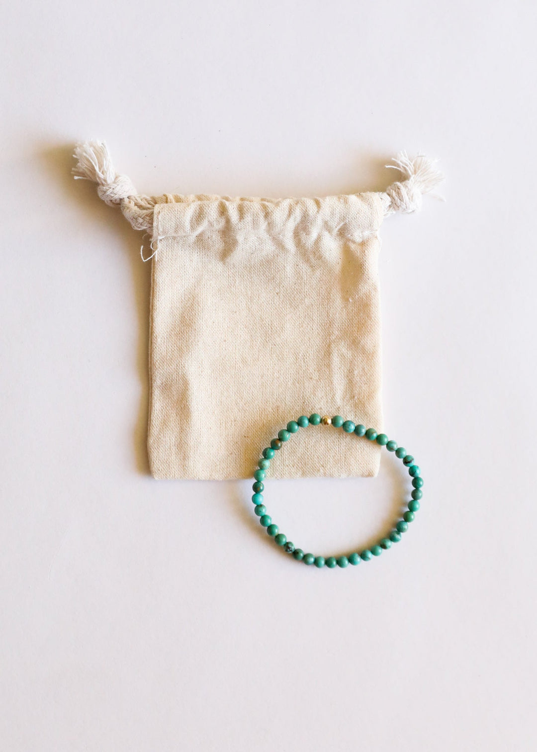 Natural Turquoise + 14K Gold Filled || Beaded Stretch Bracelet