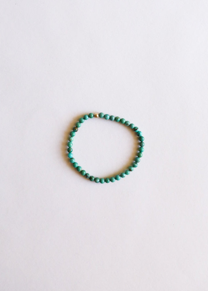 Natural Turquoise + 14K Gold Filled || Beaded Stretch Bracelet