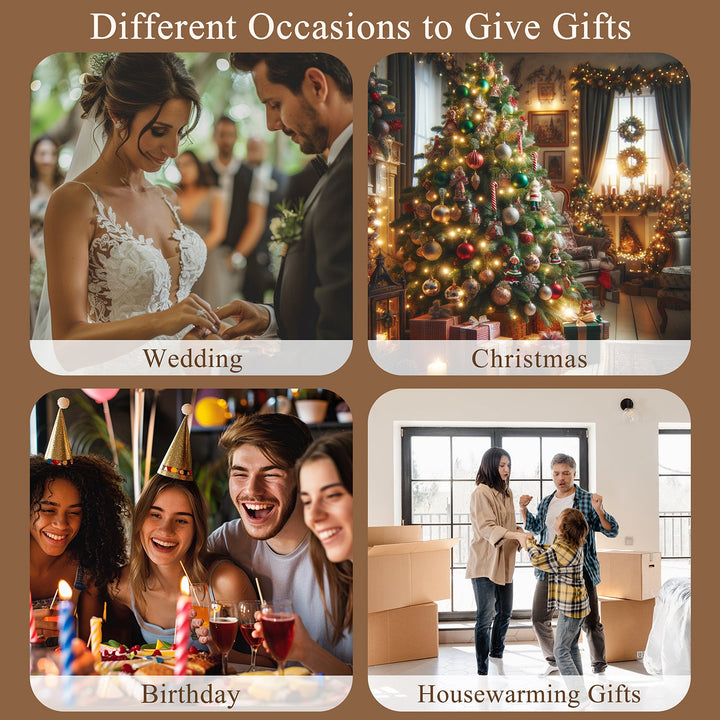Crystal tree ornament gift display collage with multiple crystal tree designs