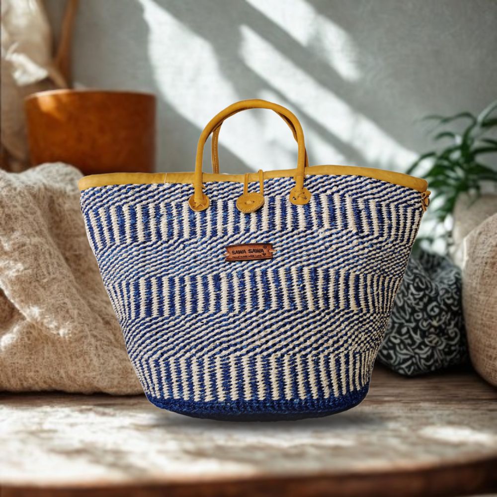Ripples of Nourishment Handmade Sisal Straw Basket Tote Bag