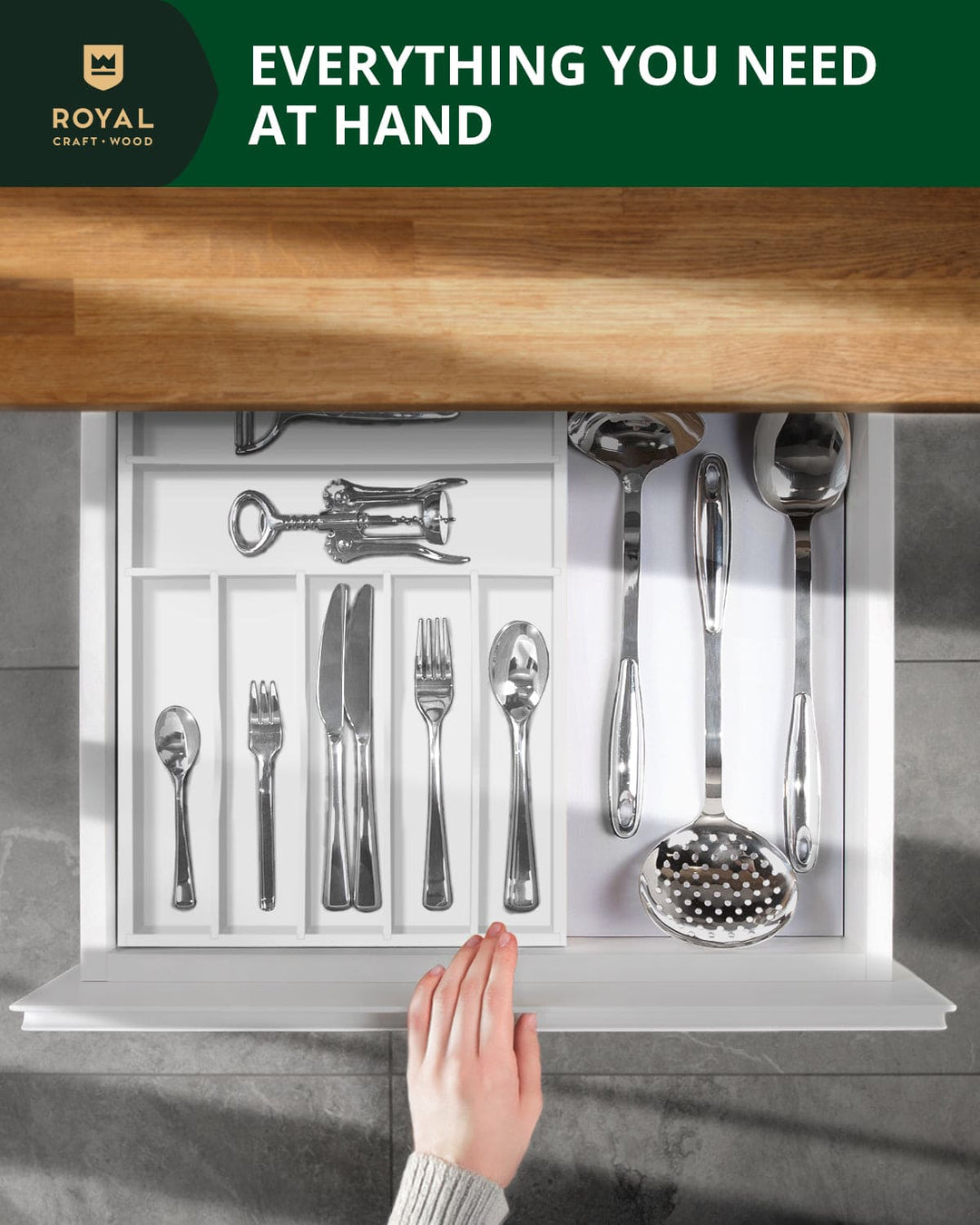 Basic Silverware Drawer Organizer, White