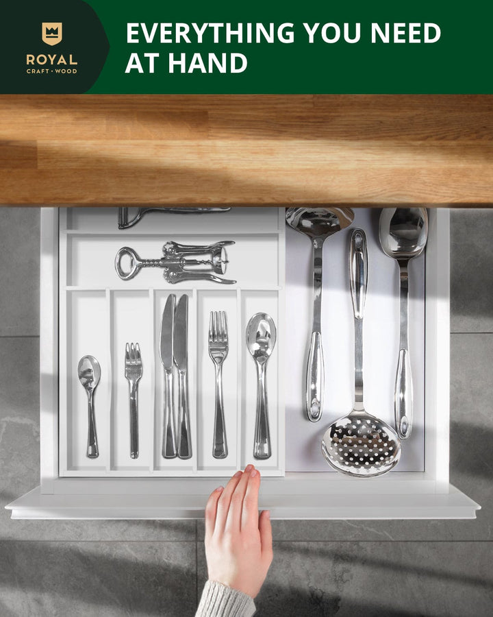 Basic Silverware Drawer Organizer, White