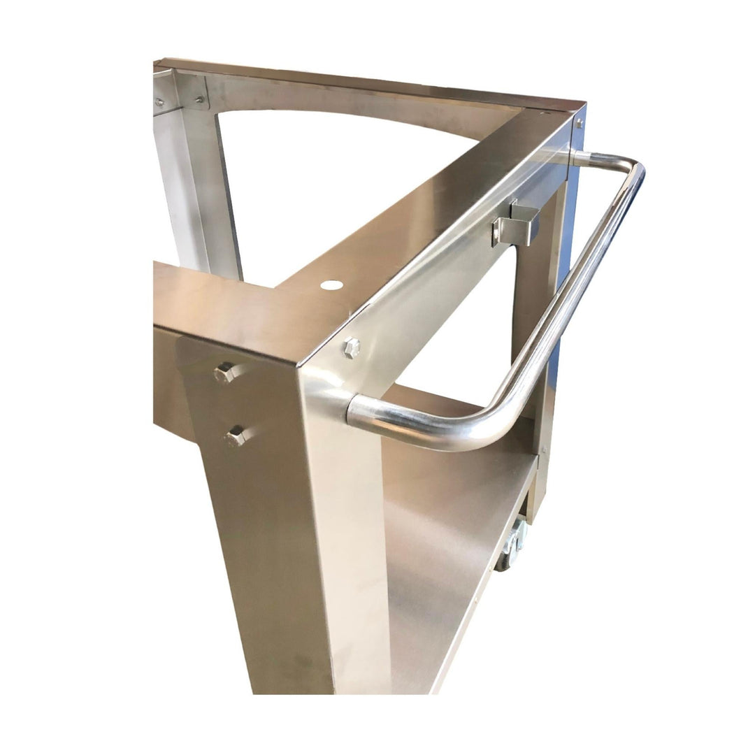 Stainless steel cart with pull-out side handle and angled support frame