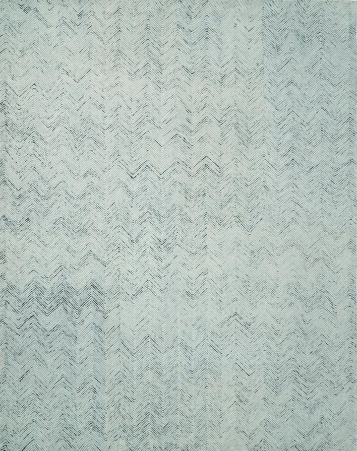 Modern Style Hand Tufted Blue and Ivory Area Rug