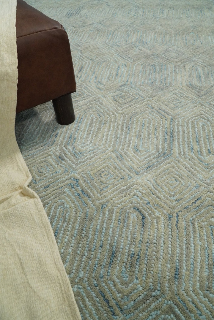 Beige Modern Style Hand Tufted Wool Area Rug