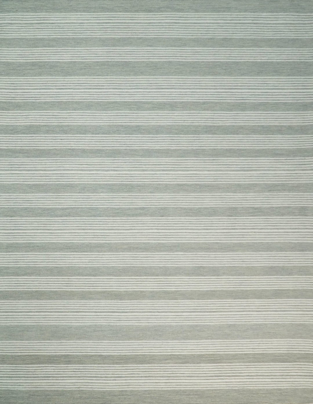 Modern Stripes Pattern Grey and Ivory Hand Tufted Wool Area Rug