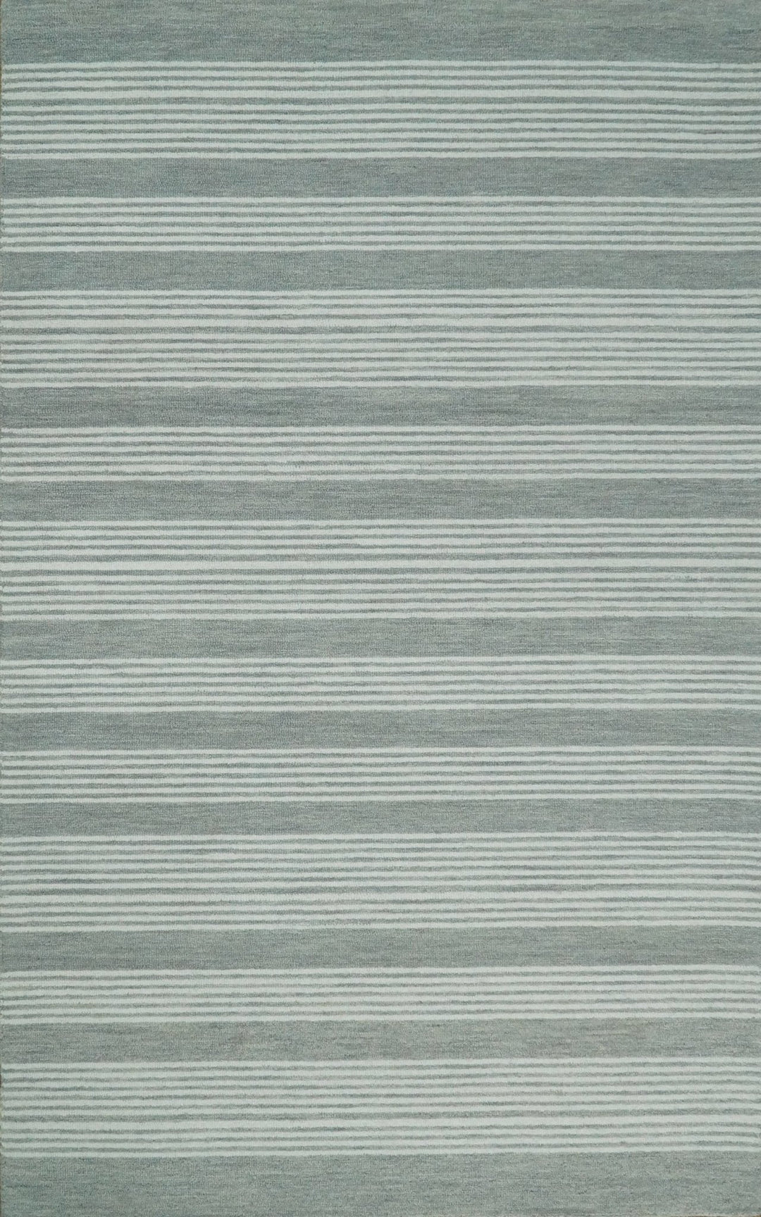 Modern Stripes Pattern Grey and Ivory Hand Tufted Wool Area Rug