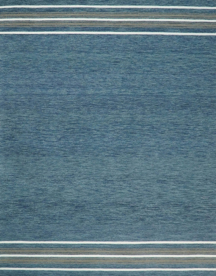 Modern Solid Design Blue Hand Tufted Wool Area Rug
