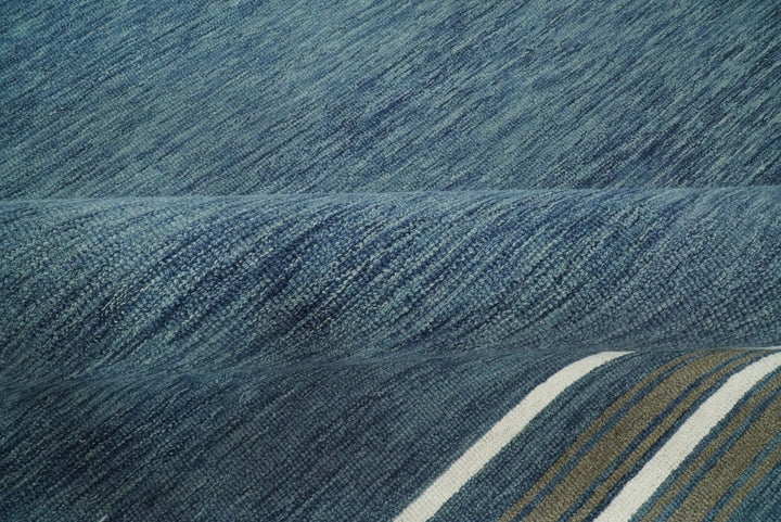 Modern Solid Design Blue Hand Tufted Wool Area Rug