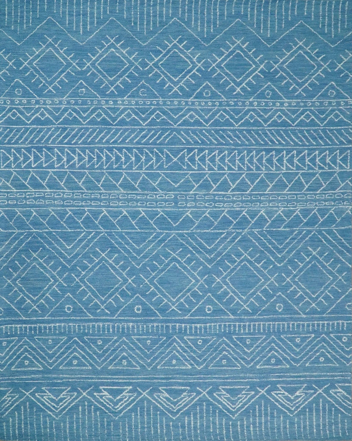 Blue Modern Contemporary Hand Tufted Wool Area Rug