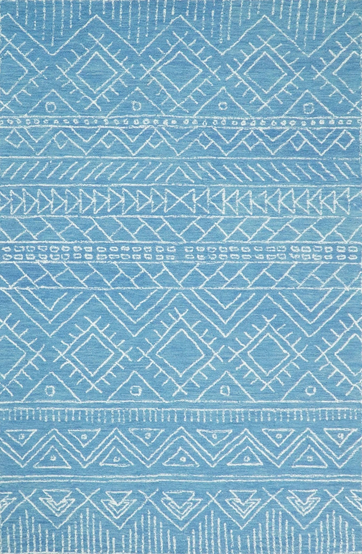 Blue Modern Contemporary Hand Tufted Wool Area Rug