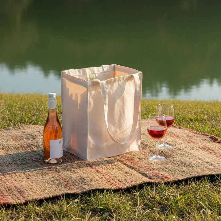 Organic Cotton Canvas Wine Tote—6‑Bottle