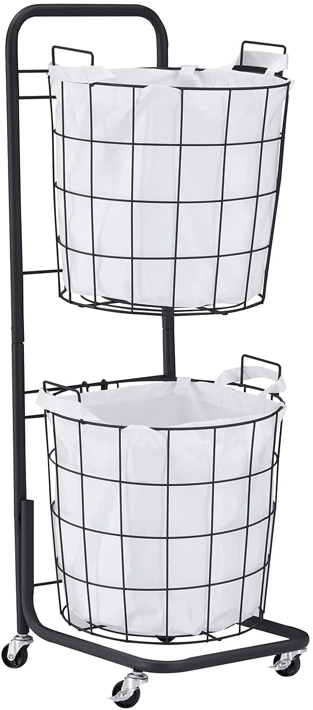 Rolling 2-Tier Laundry Hamper & Storage Cart