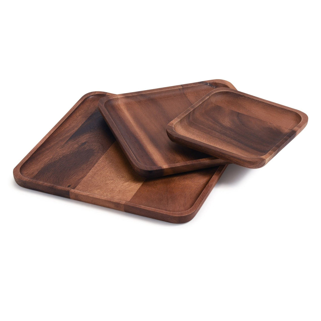 set of 3 Acacia Plates - 1 each size — Tabletop, [material], Kalmar Home