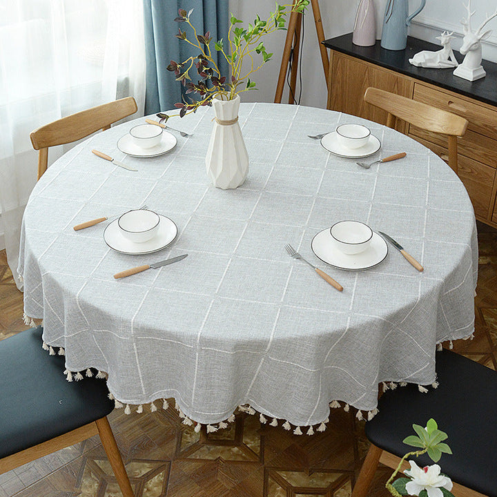 Cotton-Linen Round Table Cloth