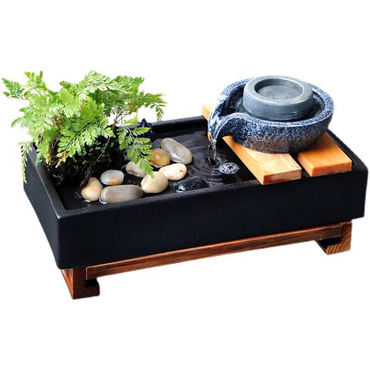 Desktop Living Room Ceramic Lucky Millstone Plate Fountain Housewarming Birthday Water Stone Small Ornaments