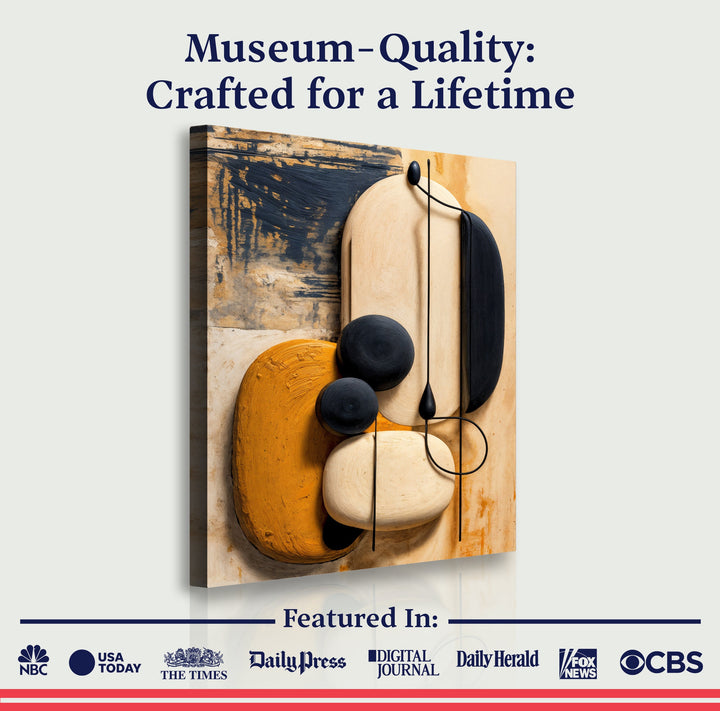 Abstract wall art canvas shown with museum-quality featured badge layout