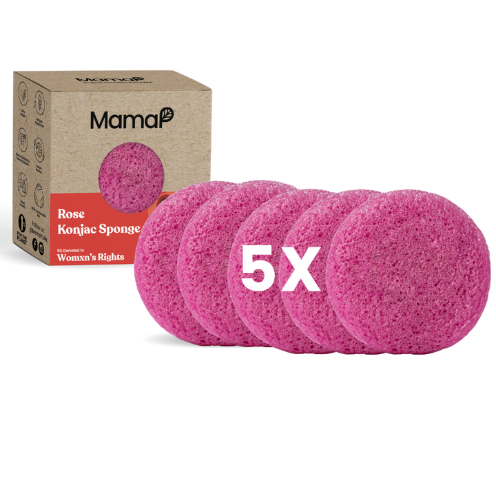 Rose konjac facial cleansing sponge set, five pink sponges and gift box