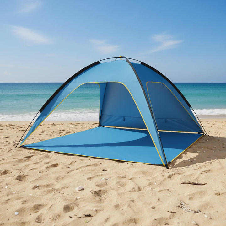 Beach Tent Outdoor Waterproof Tent Canopy for 4-6 Person with 3 Door Openings Carrying Bag UPF50+ Easy Setup for Beach Picnic Camping Hiking Adventure