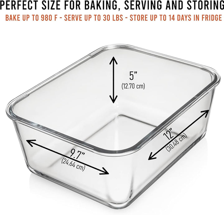 Extra‑Large Borosilicate Glass Baking & Storage Container–28 Cup