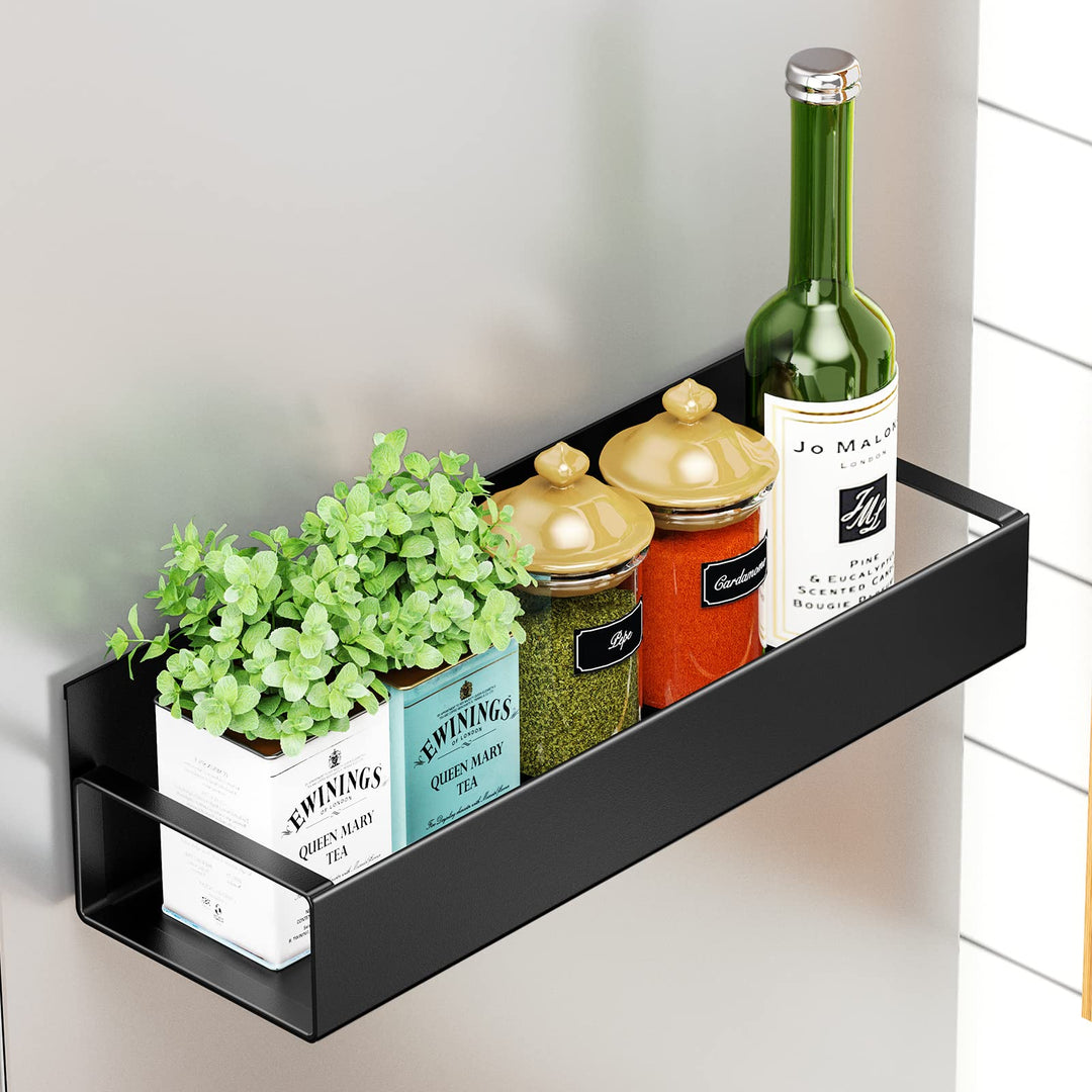 4 Pack Moveable Fridge Magnetic Spice Racks, Metal - Black