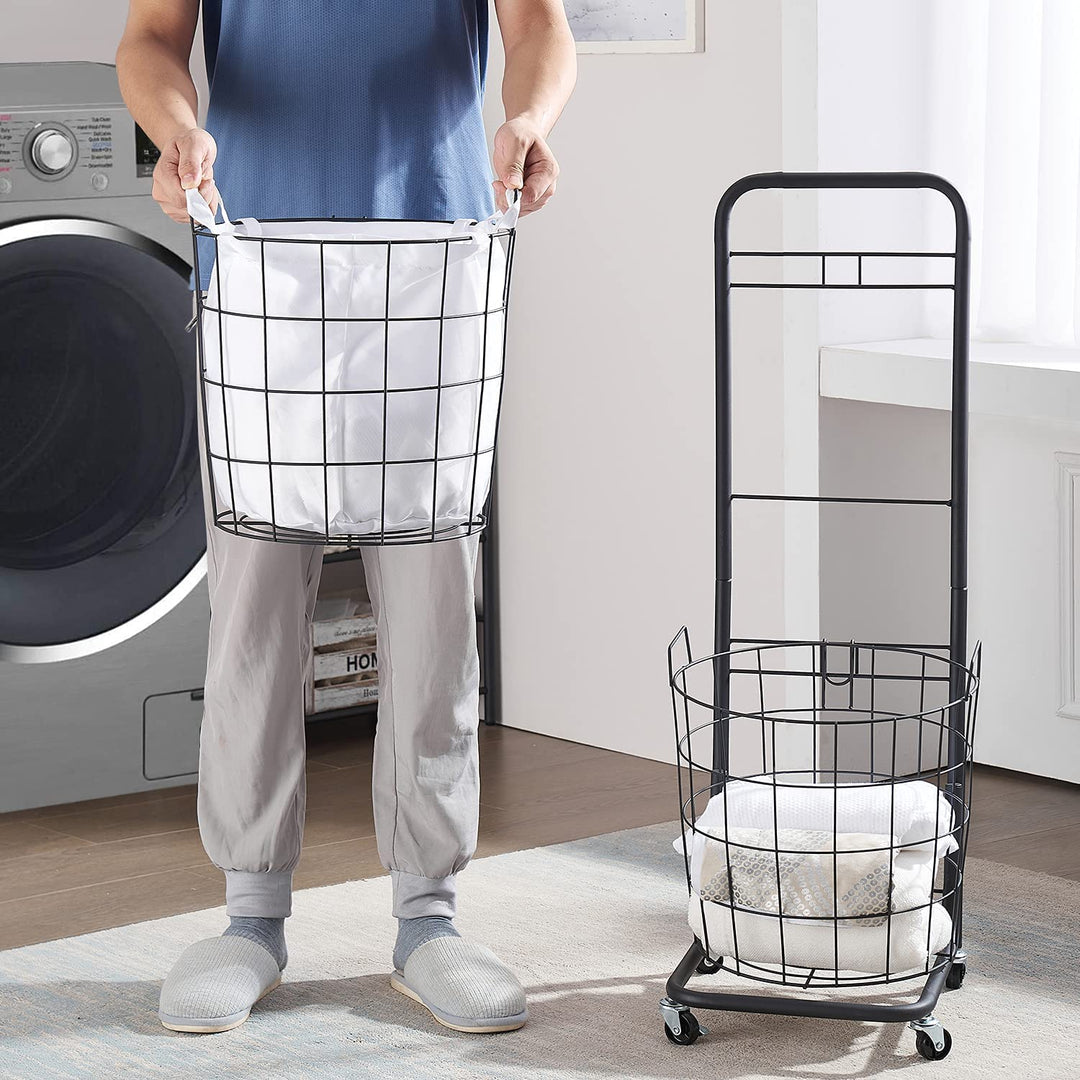 Rolling 2-Tier Laundry Hamper & Storage Cart