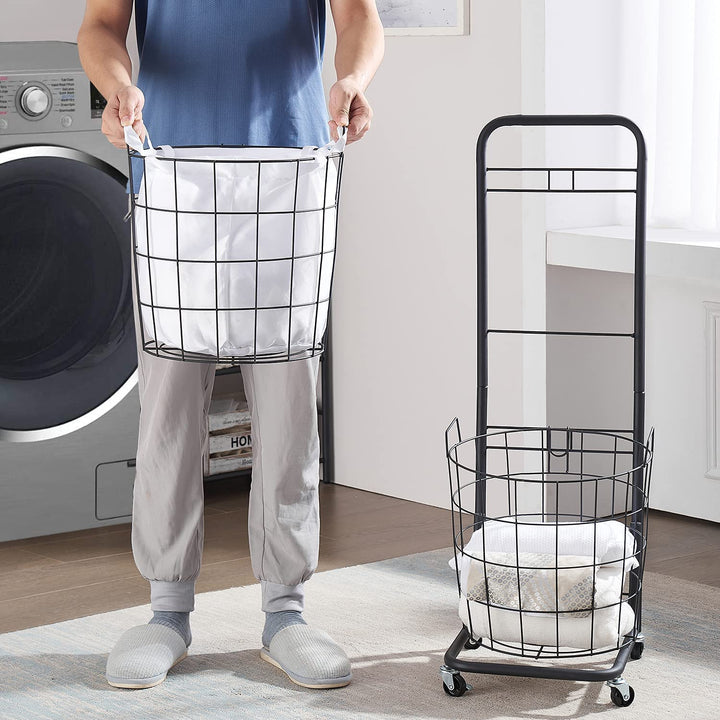 Rolling 2-Tier Laundry Hamper & Storage Cart