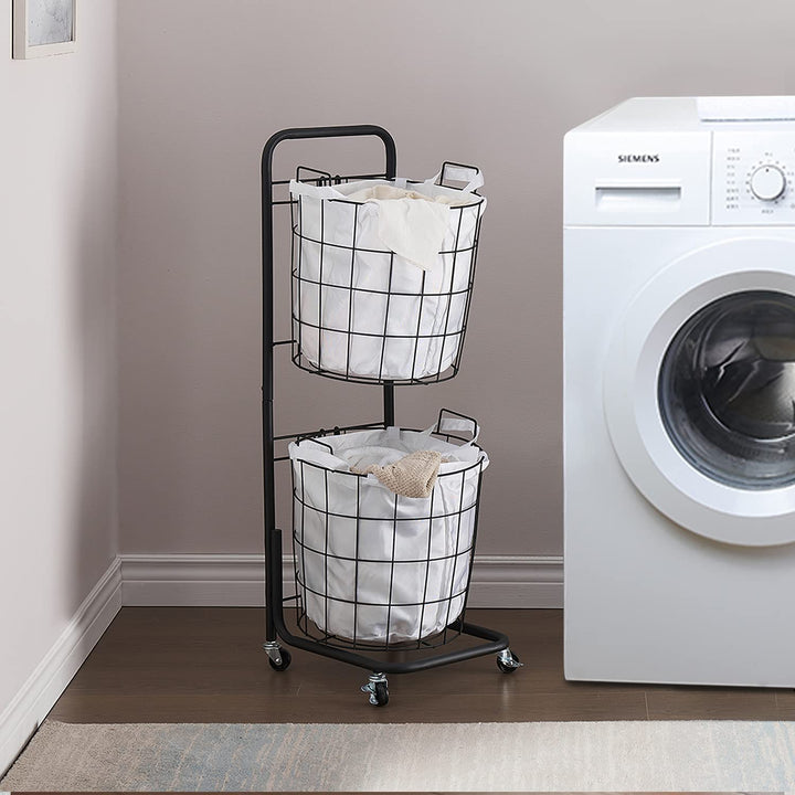Rolling 2-Tier Laundry Hamper & Storage Cart