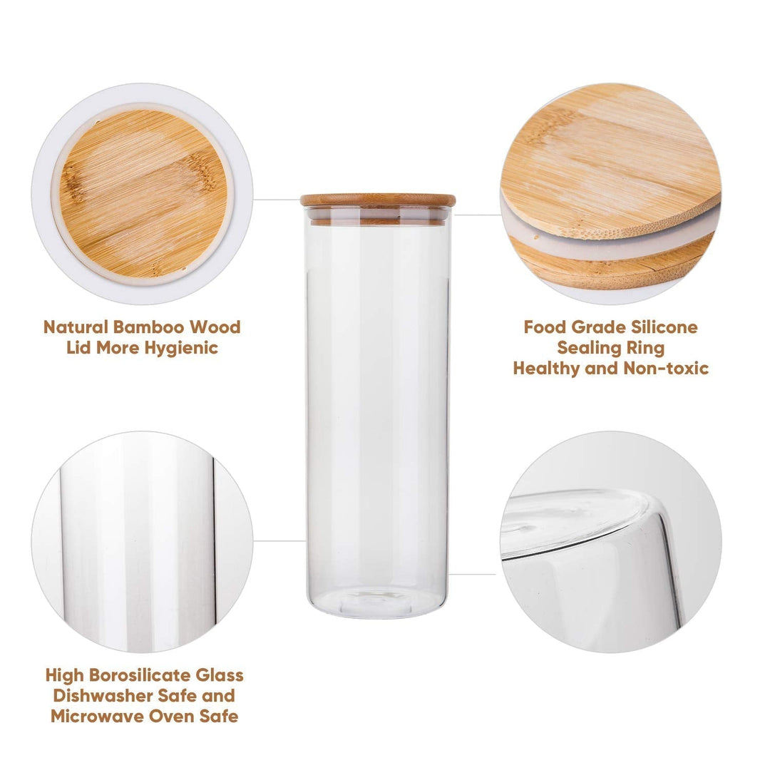 Glass Food Storage Jars with Bamboo Lids (5 piece)