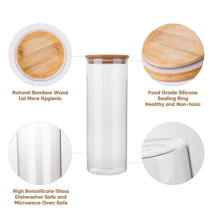 Glass Food Storage Jars with Bamboo Lids (5 piece)