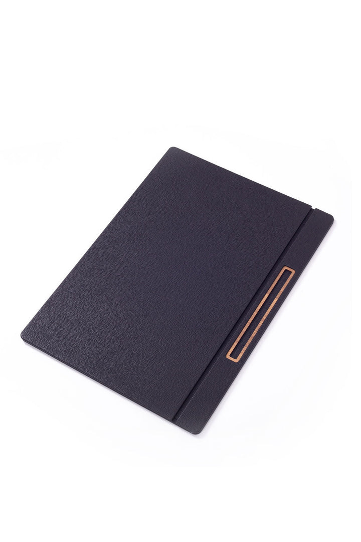 Leather Covered Desk Desk Black Wood Detail 50x35cm