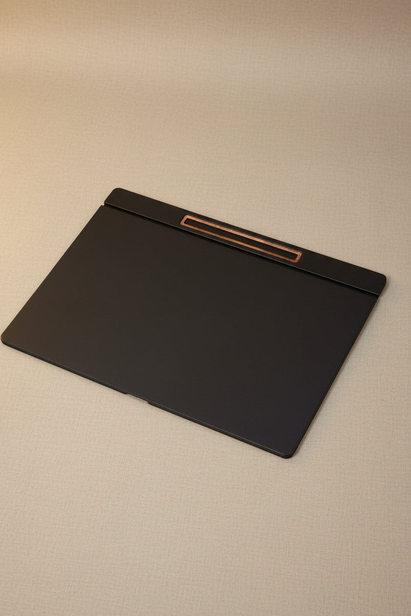 Leather Covered Desk Desk Plain Black Wood Detailed 50x35cm