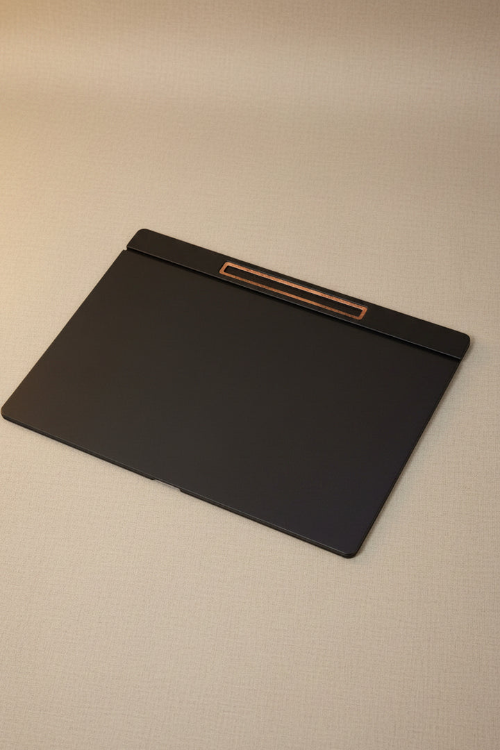 Leather Covered Desk Desk Plain Black Wood Detailed 50x35cm
