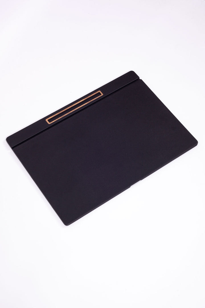 Leather Covered Desk Desk Plain Black Wood Detailed 50x35cm