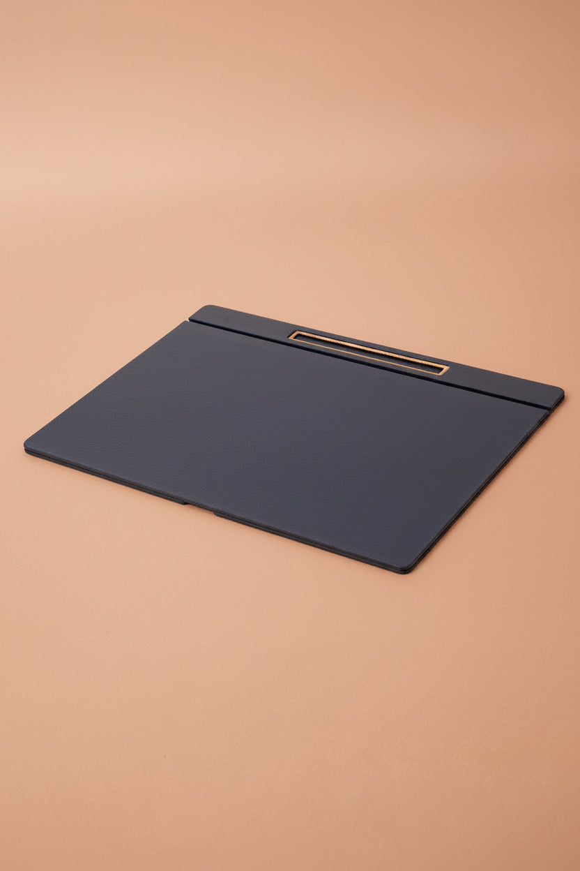 Leather Covered Desk Desk Lacquer Blue Wood Detailed 50x35cm