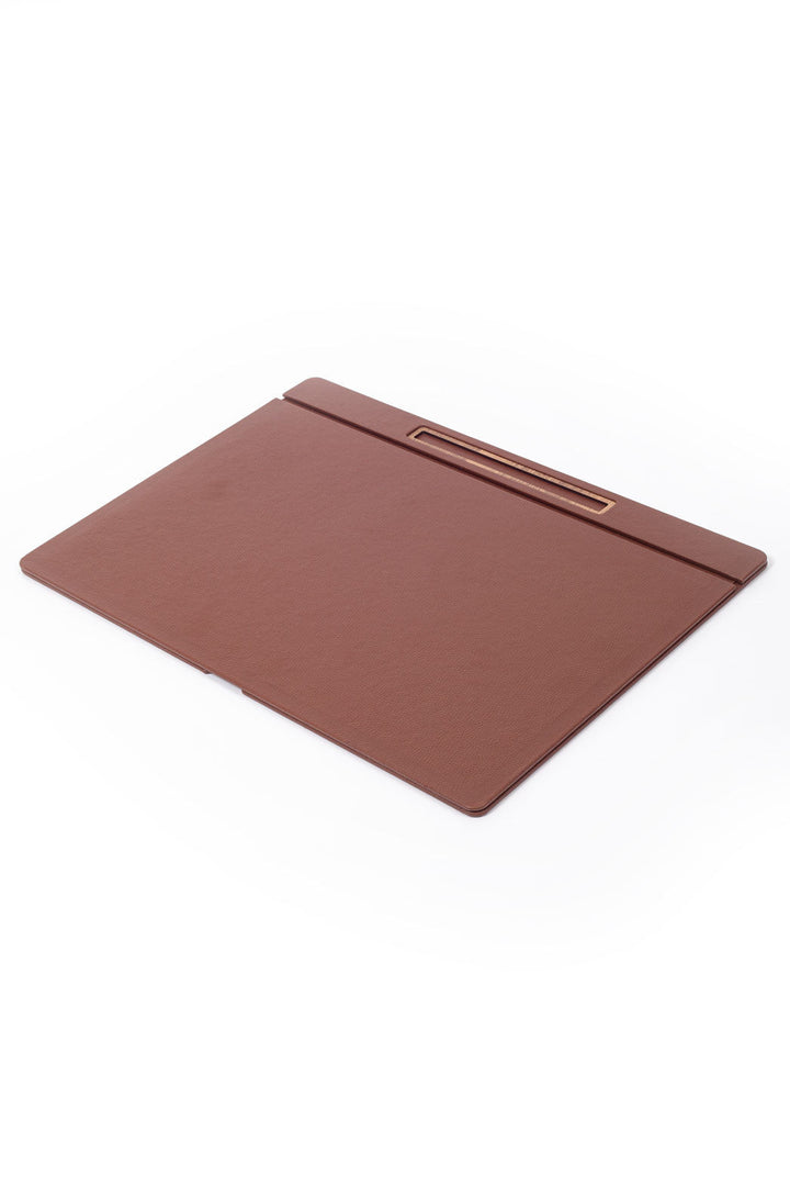 Leather Covered Desk Desk, Tan Wood Detailed 50x35cm