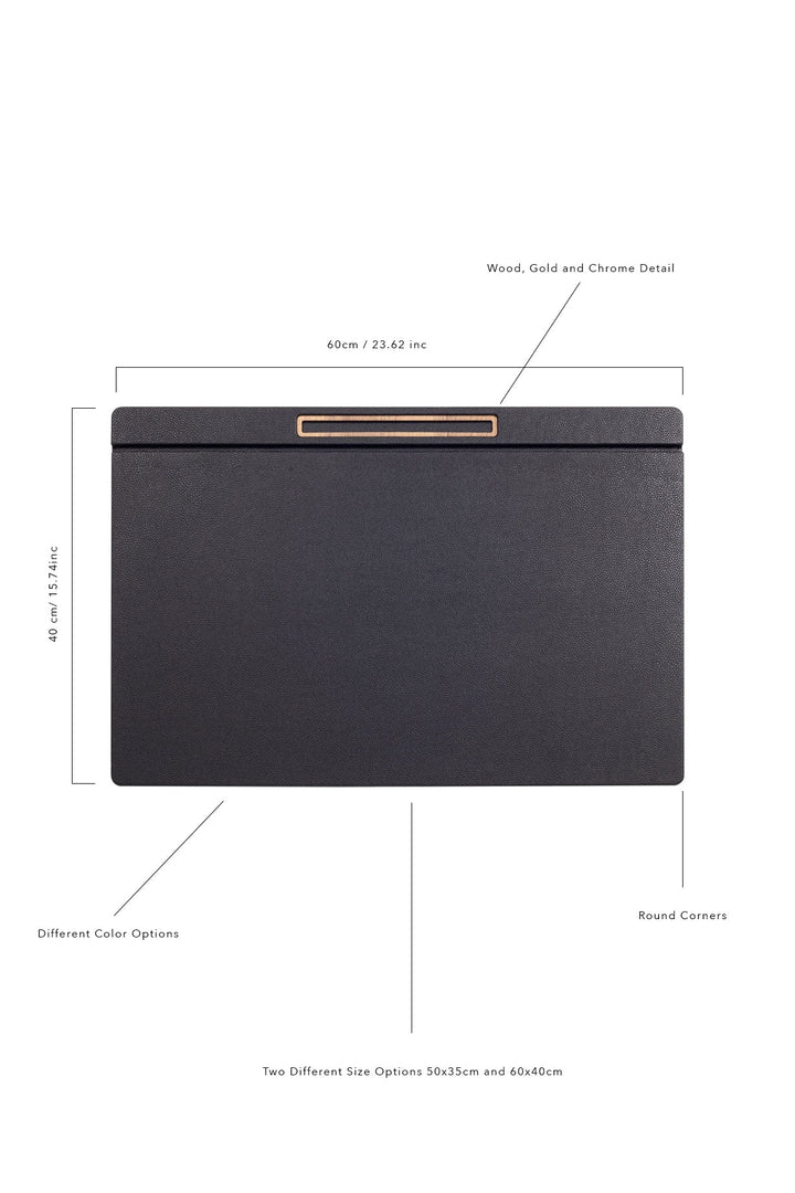 Leather Covered Desk Desk Black Wood Detail 60x40cm