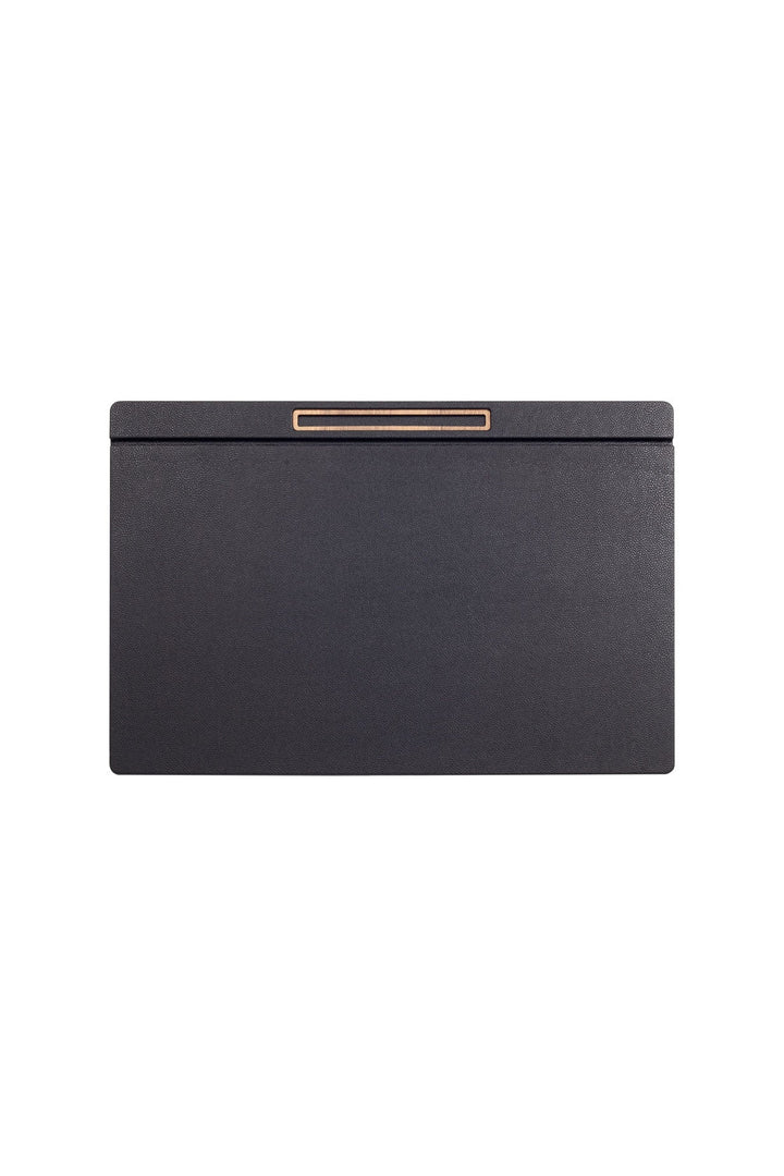 Leather Covered Desk Desk Black Wood Detail 60x40cm
