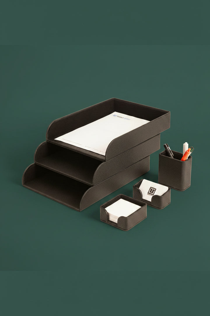 Felix Leather Desktop Set 6 Pieces Black