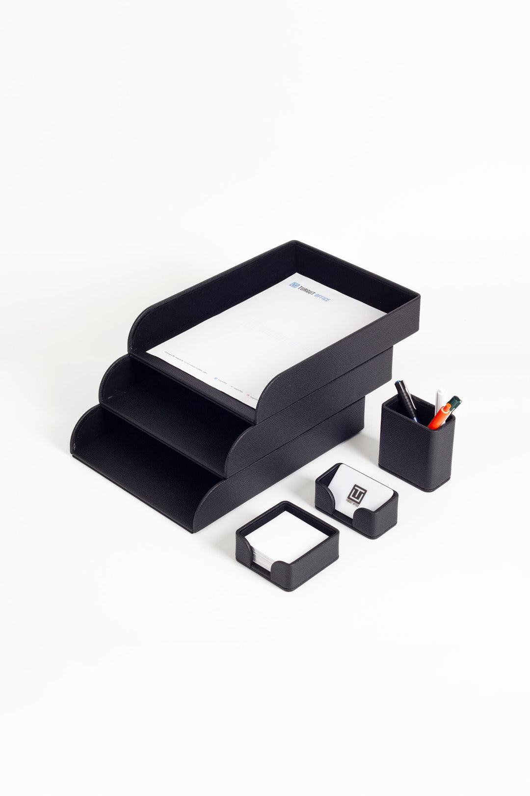 Felix Leather Desktop Set 6 Pieces Black