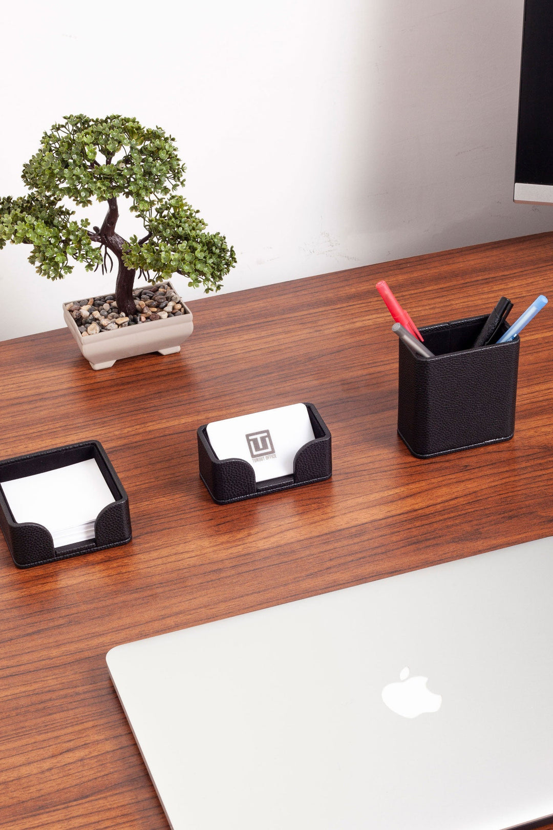 Felix Leather Desktop Set Black 3 Pieces